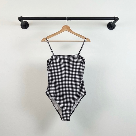 NWT J. Crew Straight Bandeau One Piece Swimsuit in Matte Gingham Print - Picture 3 of 7